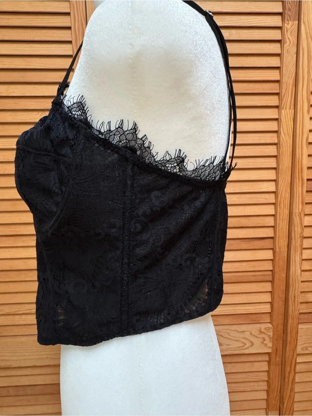 Intimately Free People Black Floral Lace Corset Bustier Cami Top Y2K Goth
